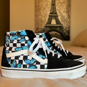 Vans Sk8-Hi Butterfly Checkerboard High Top Sneakers Women’s Size Seven